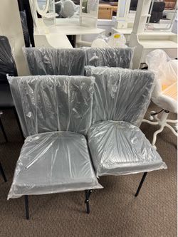 Dark Gray Velvet Upholstered Back Dining Side Chair with StableSteel Legs, Set of 4