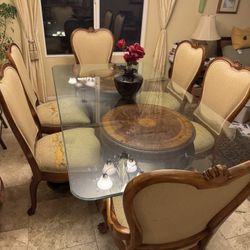 Glass Top Dining Table With 6 Chairs