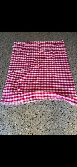 Red plaid picnic tablecloth