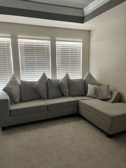 Gray Fabric Sectional Sofa with Chaise