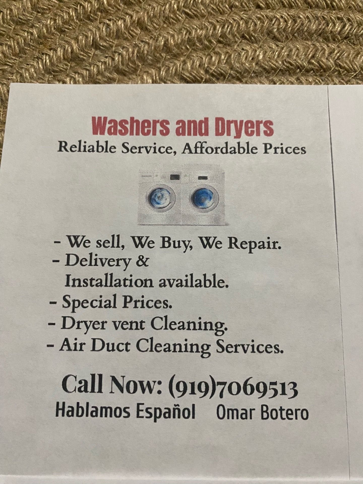 Washing machine and dryer repair