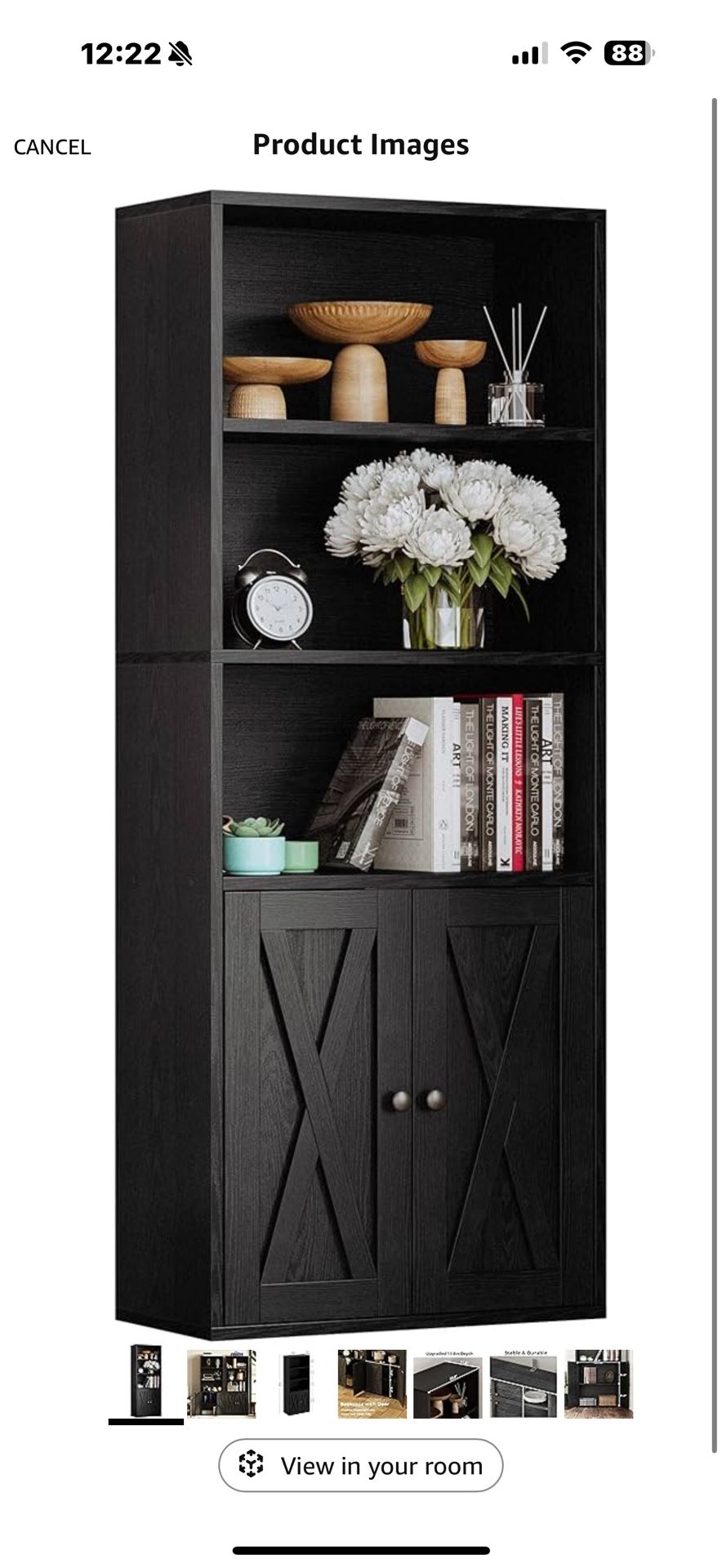 Industrial Bookshelves and Bookcases with Doors 11.8 in Depth Floor Standing 5 Shelf Display Storage Shelves Bookcase Home Decor Furniture for Home, O