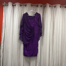 Purple Scoop Neck Sequin Dress 