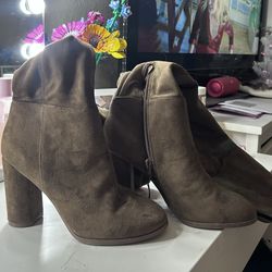 Brown Suede Knee High Boots