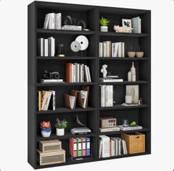 IRONCK Bookshelves and Bookcases Set of 2 Floor Standing 6 Tiers Display Storage Shelves 70 in Tall