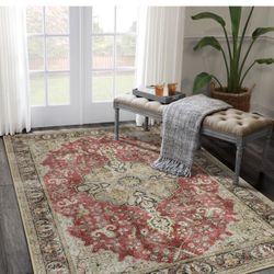 8/10 Vintage Design Red Rug Carpet 