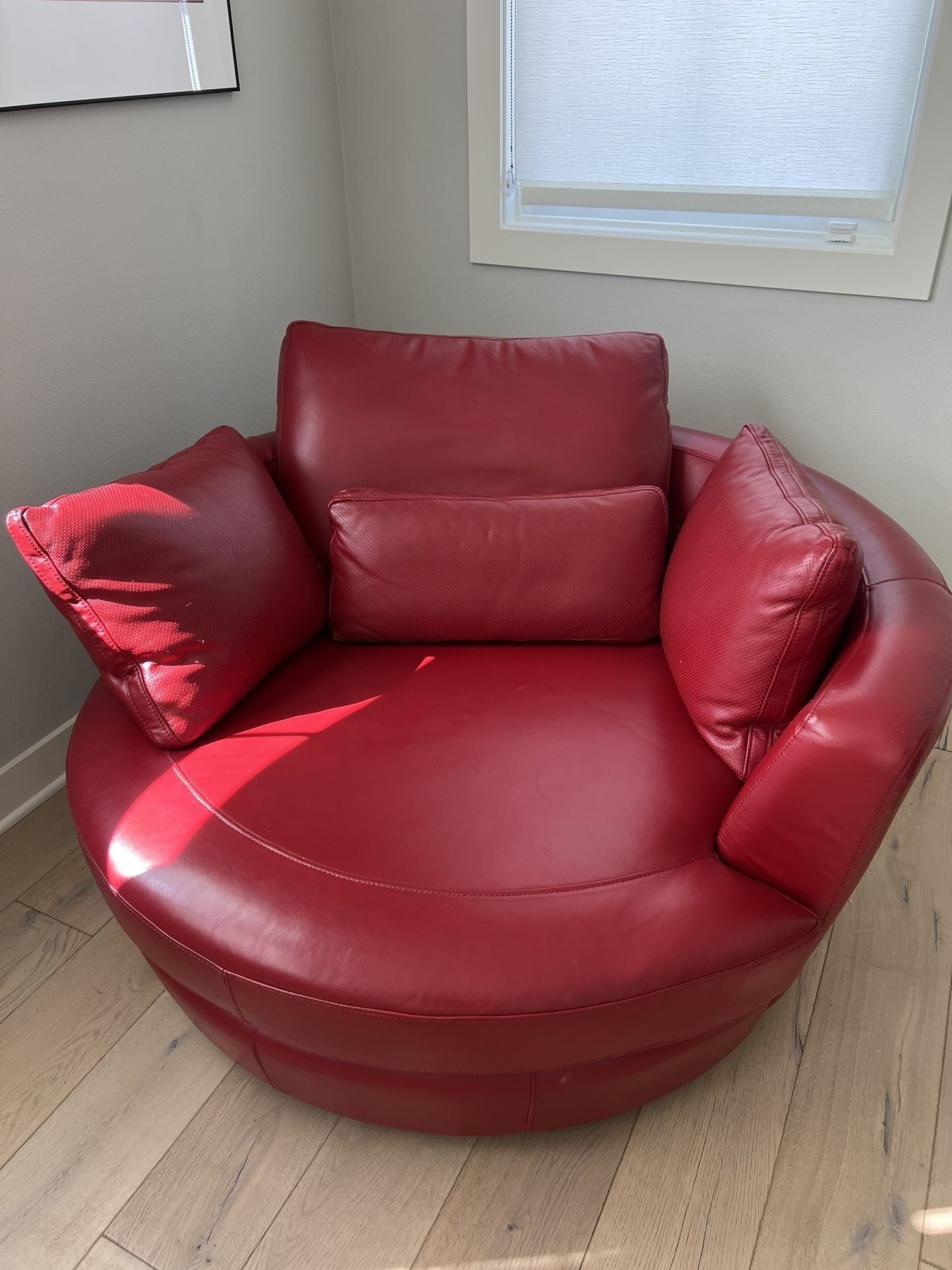 Swivel Red Leather Chair