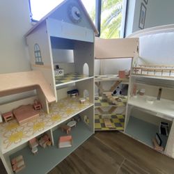 Costway Wooden Dollhouse Corner Playset