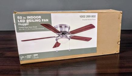 52-Inch Indoor LED Hugger Ceiling Fan Brushed Nickel