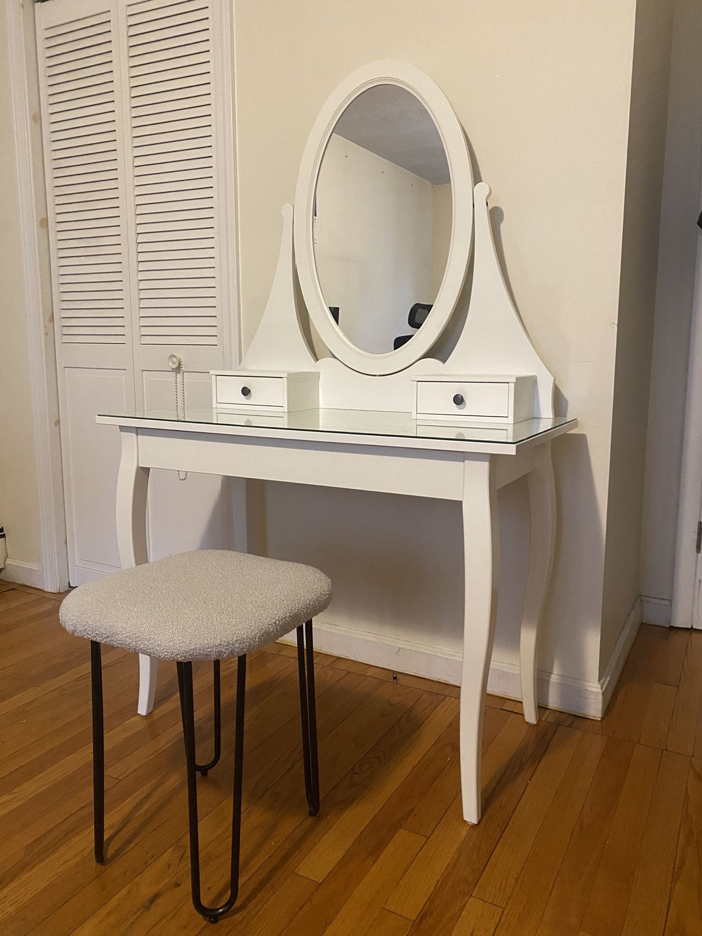 HEMNES Vanity with mirror, white, 39 3/8x19 5/8"
