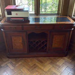 Wood And Black Marble  Buffet Table