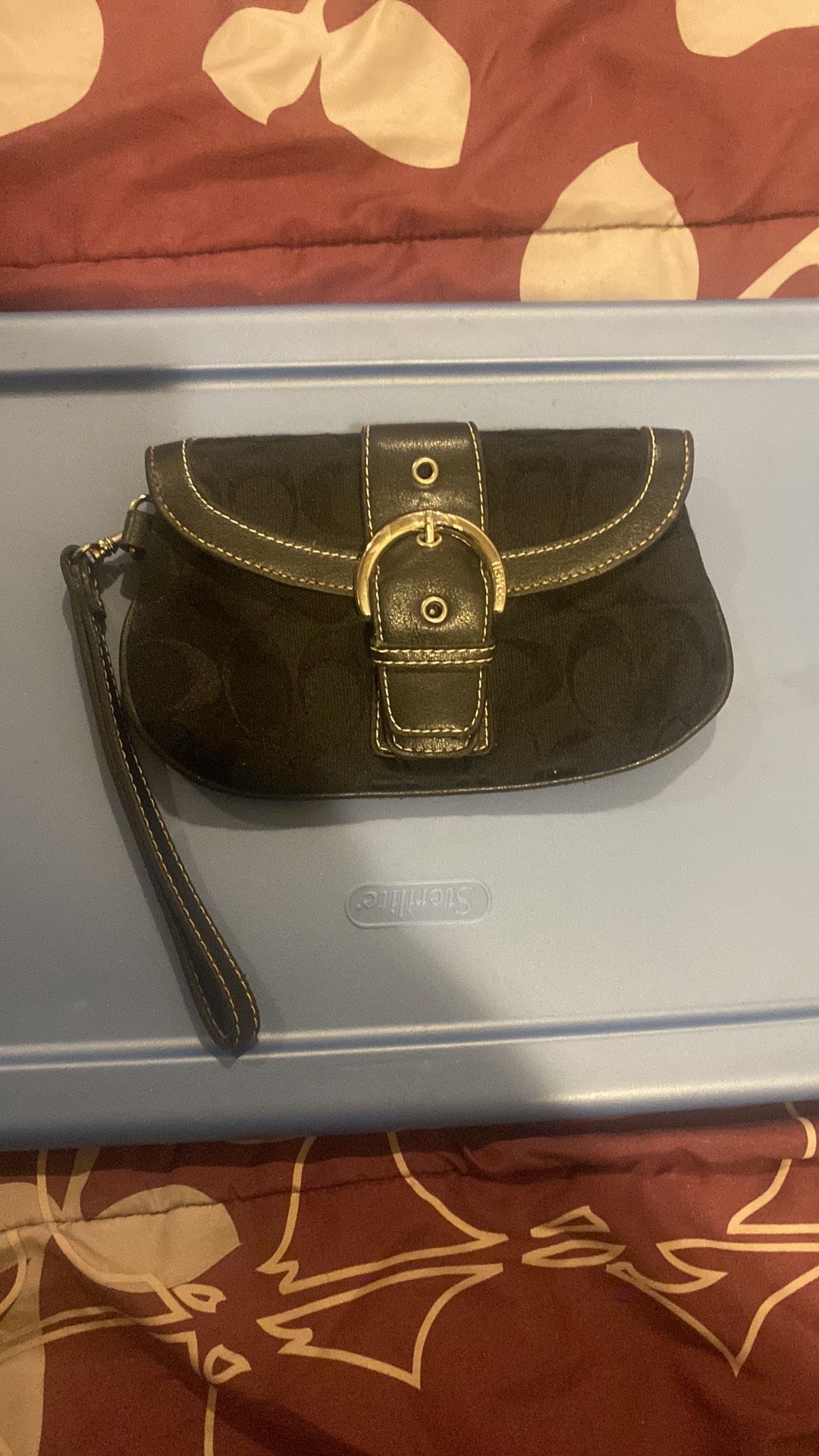 Large Black Coach Wristlet Bag 