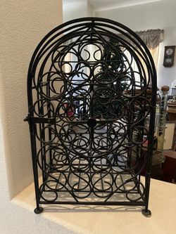 Wrought Iron 23 Bottle Wine Rack With Door $100