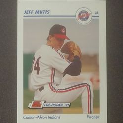 Impel 1991 Jeff Mutis Canton Akron Indians #90 Pre-Rookie Baseball Card Line Drive Minor Eastern League AA Pitcher Vintage Collectible Sports