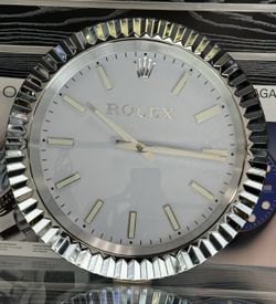 DATEJUST PRESIDENTIAL Wall Clock | Silver Chrome Fluted Bezel Insert | White Cream Dial Face