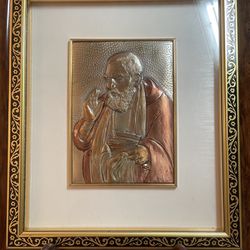 Rare, St Padre Pio plaque, sterling silver
