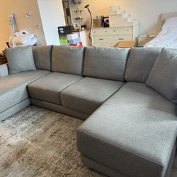 Crate & Barrel 3 piece grey sectional 