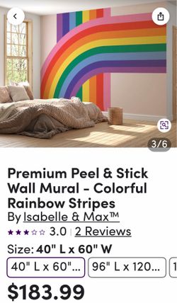Peel and stick Rainbow wallpaper