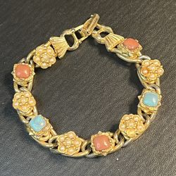 Vintage Gold Tone Slide Charm Bracelet-Circa 1950s