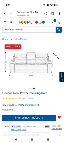 Non Power Recline Sofa - Ink Blue