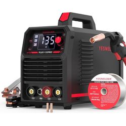 YESWELDER 135Amp MIG Welder,110V Flux Core Welder Flux Core MIG/Lift TIG/Stick 3-in-1 Large LED Digital Display Welding Machine IGBT Inverter Welder F