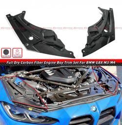 21-26 BMW G80 G82 M3 M4 Dry Carbon Fiber Engine Bay Trims