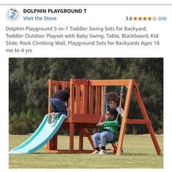 5 In 1 Toddler Swing Set for Backyard-Assembled 