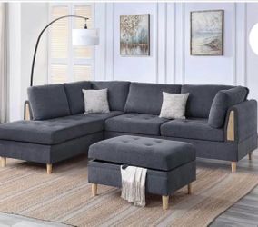 Sectional set with ottoman set