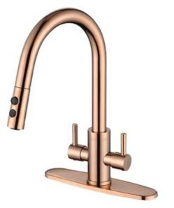 (Brand New in Box)  PAKING Kitchen Sink Faucet, 2 Handles Pull Down with Sprayer, Polished Copper /A19-PF-5550