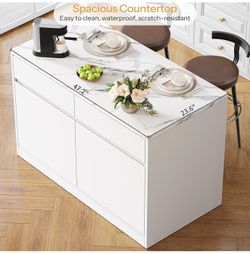 White Faux Marble Top Kitchen Island
