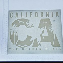 Iron On Heat Transfer  Good For T-shirts Sweaters Jackets T Shirt Design Size Is About 8x10 California, the golden state. #306