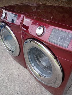 Red Samsung washer and dryer for low price working well like brand new