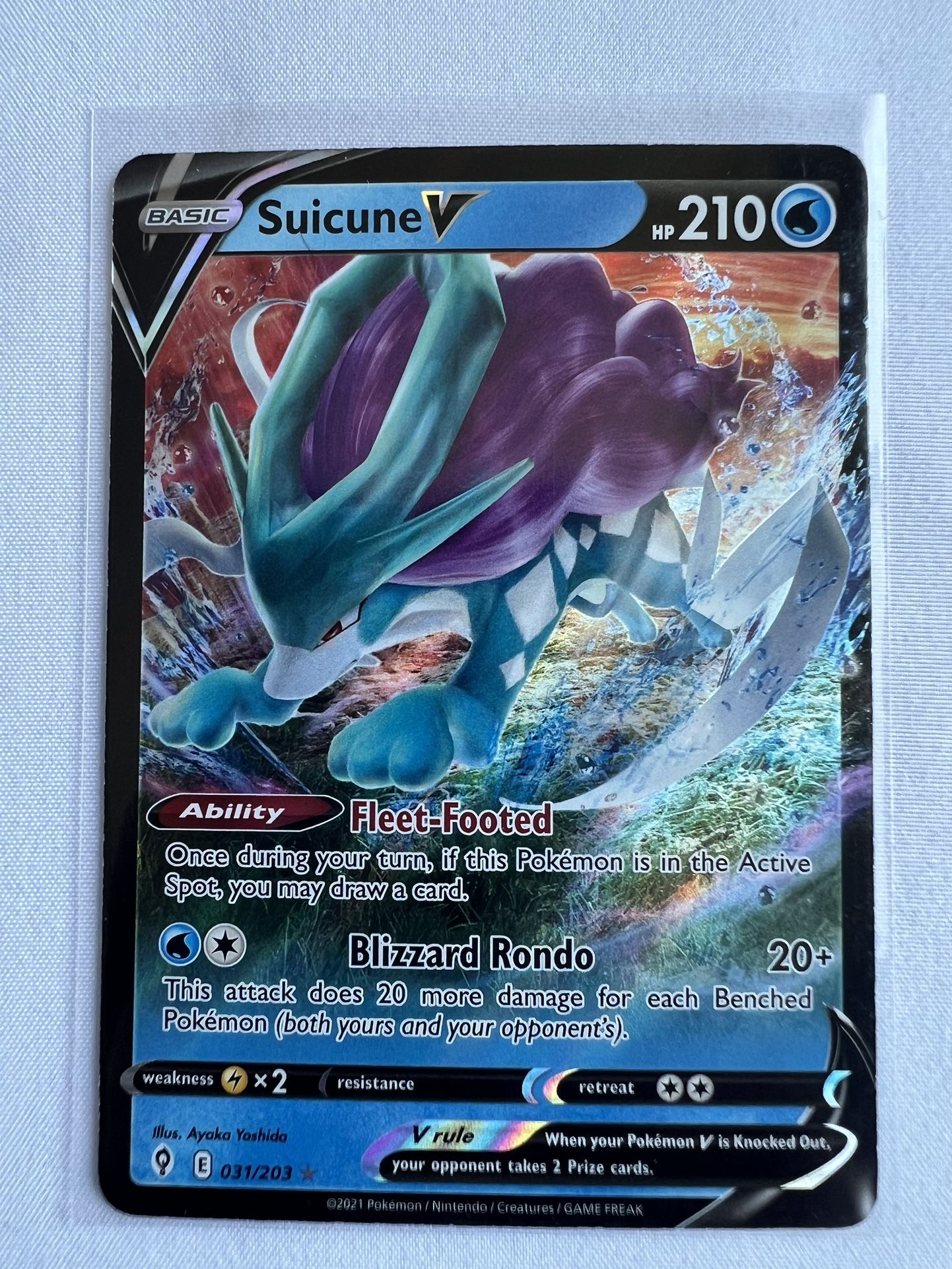 SUICUNE V-031/203-Ultra Rare NM, English POKEMON Sword & Shield - Evolving Skies
