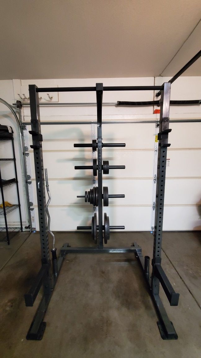 IronMaster Half Rack Squat Rack with weights
