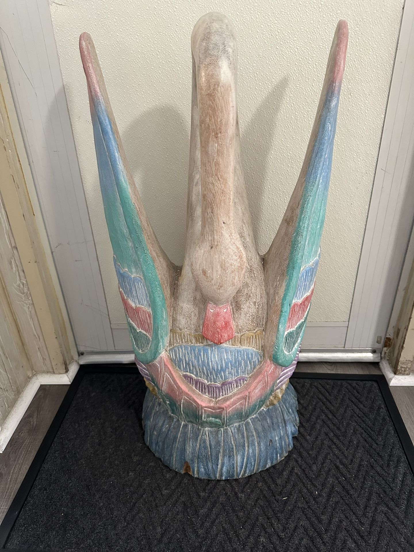 Vintage Hand Carved Wood/Teak, Swan Sculpture