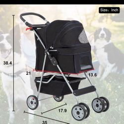 Pet Travel- Stroller For Cat Or Dogs For 25 Lbs. Brand New 