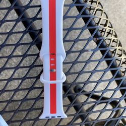 Apple Watch White And Red Silicone Sports Band 49/45/44/42