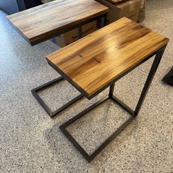 2 Gently Used Wood & Metal C Shape Tables