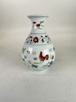 Chinese Ducai Wucai Small Gourd Shaped Vase W Chenghua Mark Porcelain 1900s