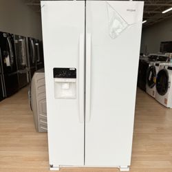 New Whirlpool - 24.6 Cu. Ft. Side-by-Side Refrigerator with Water and Ice Dispenser - White Model: WRS325SDHW