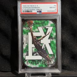 1999 SKYBOX E-X E-XCEPTIONAL GREEN #8 STEPHON MARBURY #/500 LOW POP  PSA 8 