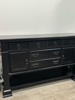 Black Wood Sideboard Buffet with Drawers