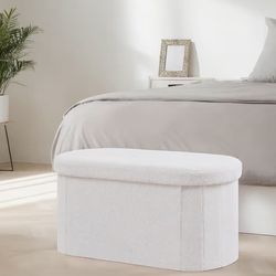 Oval Foldable Ottoman with Storage - NEW