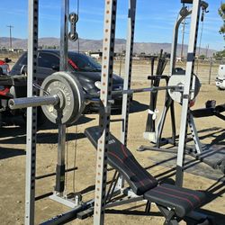 Complete gym with bars and weights