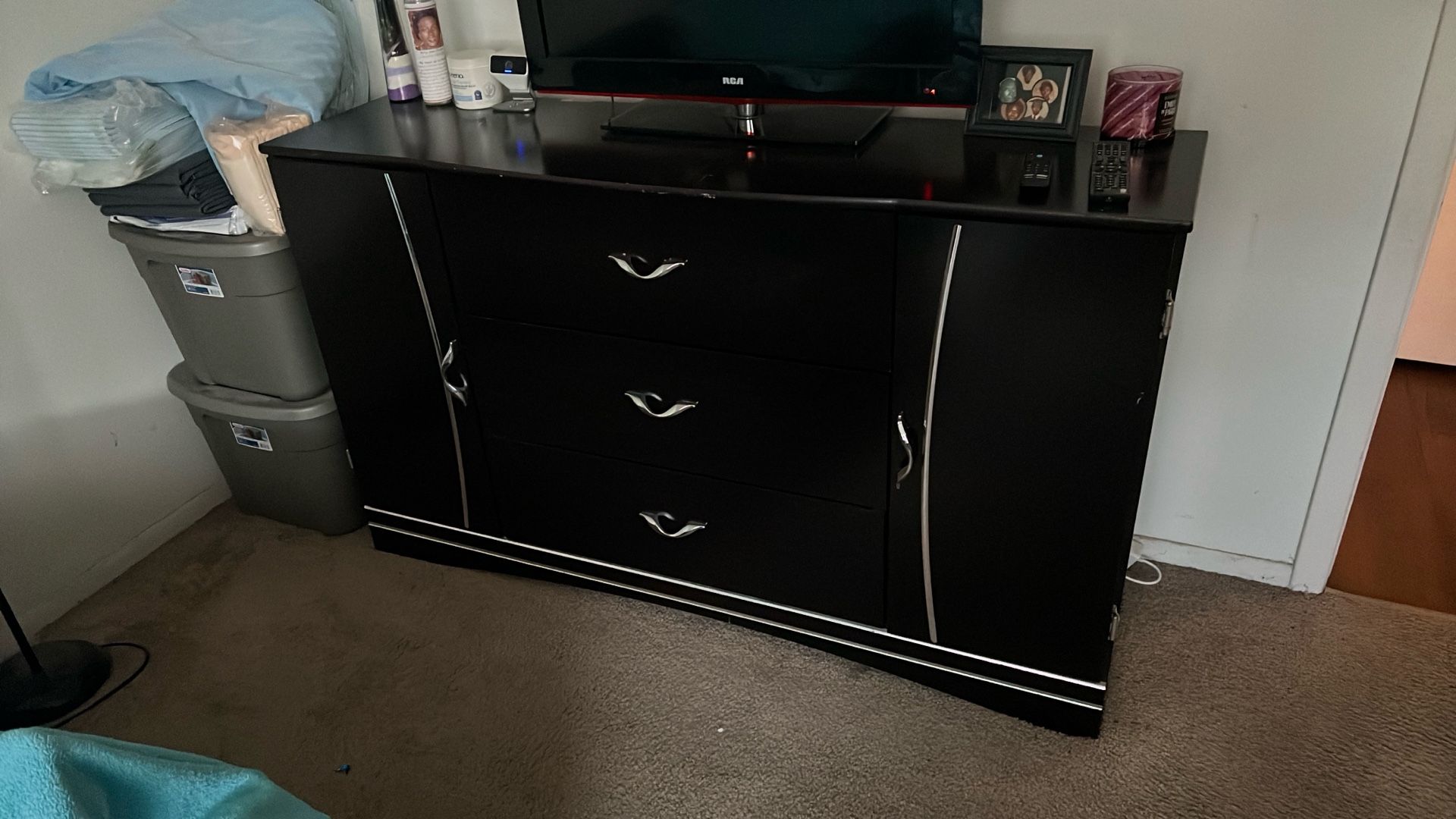Black And Silver Long Dresser