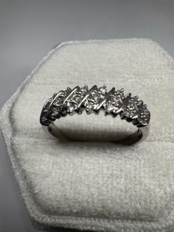 14K 585 White Gold Diamond Ring Size 7 | Solid Gold Fine Jewelry