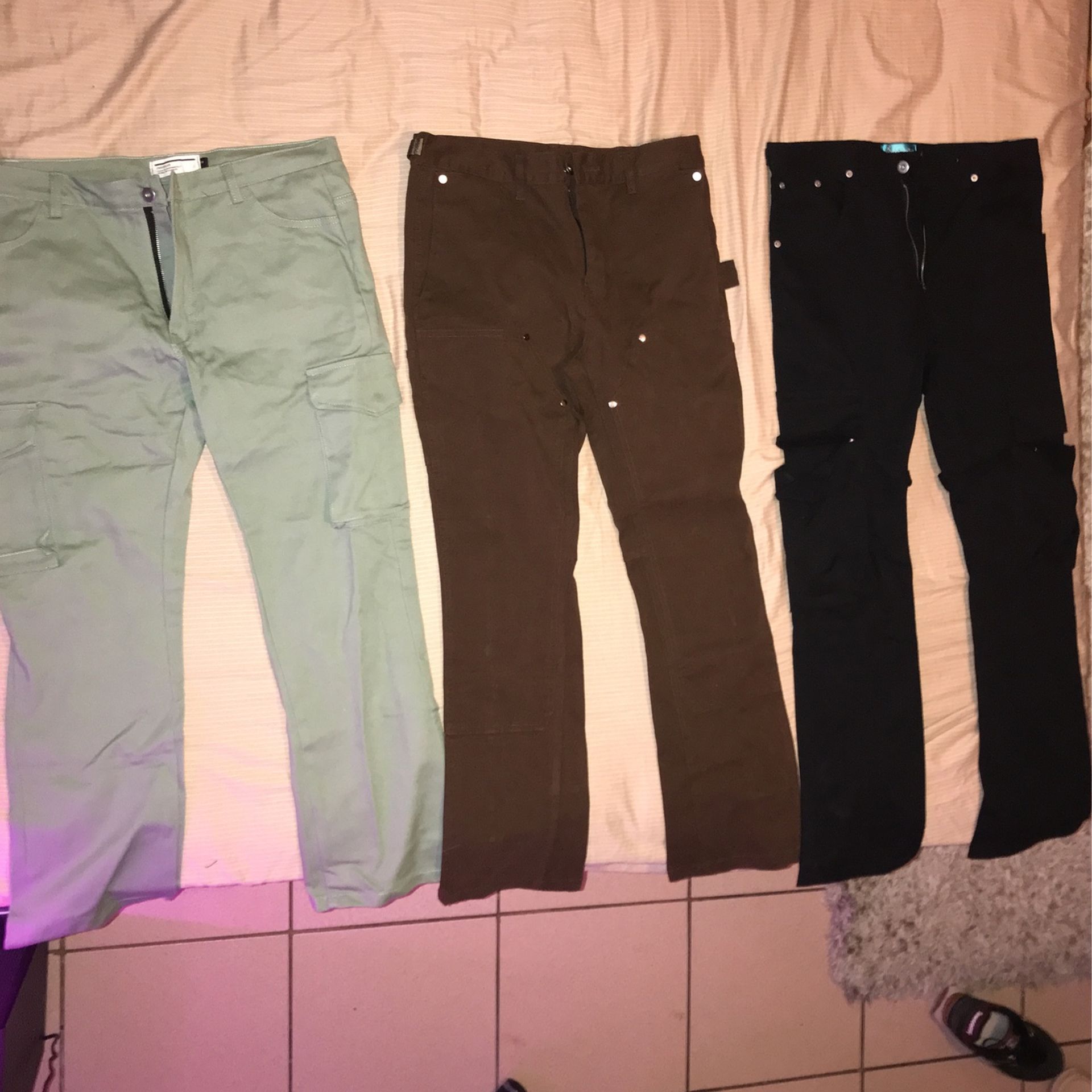 3 Pants Bundle (Cargo Pants,Double Knee Pants,and Travis Scott style Pants
