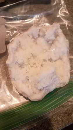 white quartz (or sugar quartz) geode half