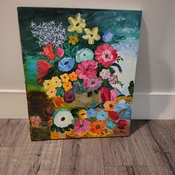Floral Oil Painting 24"X24" Signed By Artist