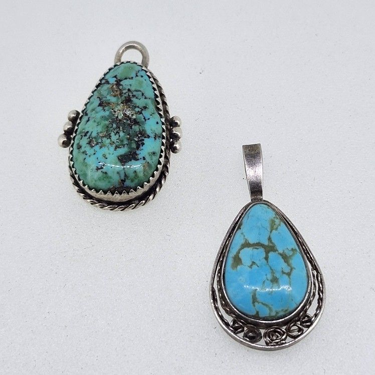 Vintage Sterling Silver Turquoise Pendants